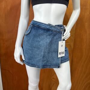 RFM Women's Asymmetrical Blue Denim Skort Size L